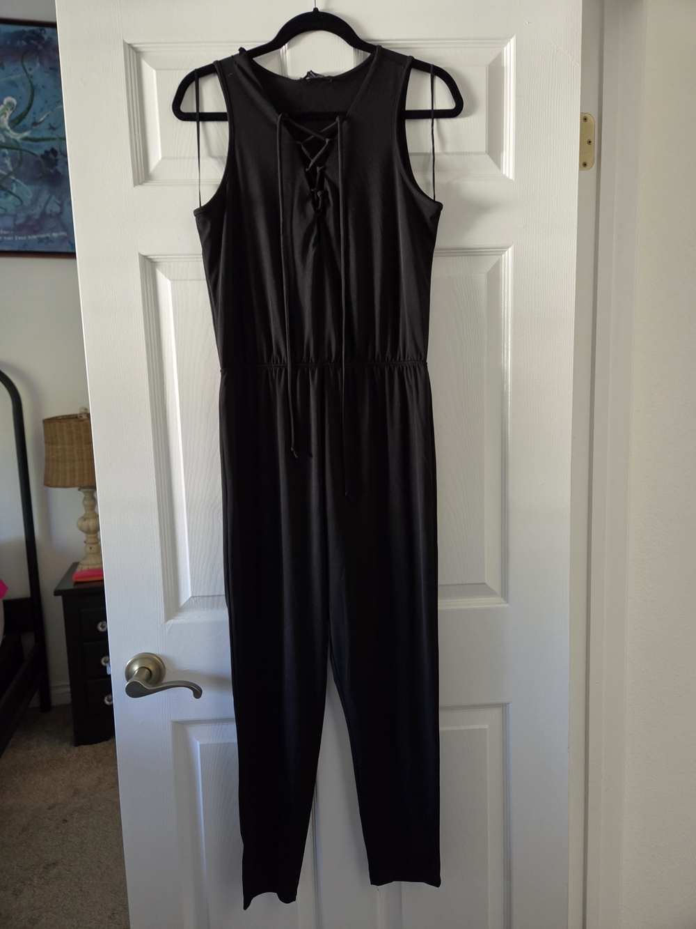 Ambiance Black Sleeveless Lace-Up Jumpsuit
